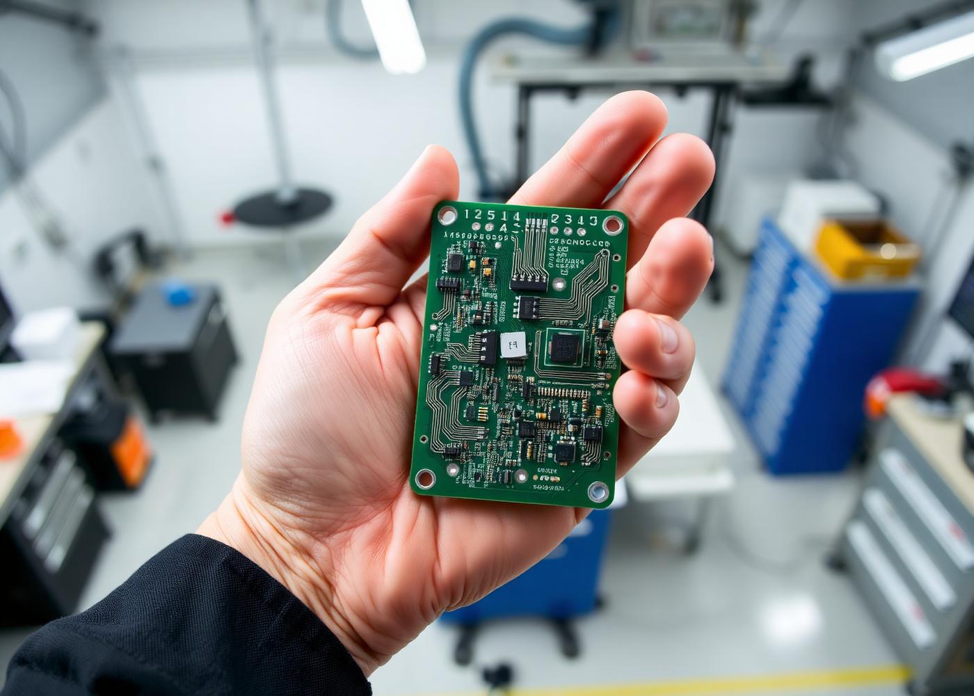 Engineer holding a custom-designed PCB